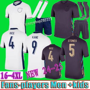 2024 Jersey de football Kane Sterling Rashford Grealish Mount Foden Saka 24 25 Angleterre Chemise de football Hommes Enfants Femmes Uniformes Alexander-Arnold Bellingham Fans Joueur