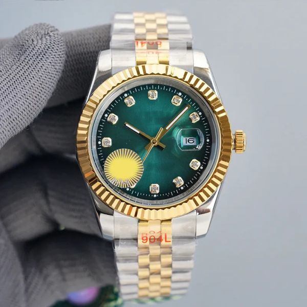 Reloj de maquinaria deportiva automática para hombres de alta calidad 36/41 mm de acero inoxidable iluminado con diamantes Reloj resistente al agua Zafiro Negocios Clásico Reloj para mujeres Rolej