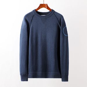 Topstoney herensweater van topkwaliteit Katoenen tweekleurige geweven herensweater met ronde hals Klassieke en prachtige geborduurde kompassweater