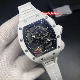 Relojes de negocios para hombre de alta calidad versión mejorada reloj con caja de cerámica blanca reloj con correa de goma reloj de pulsera mecánico automático