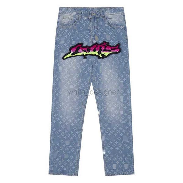 Jeans para hombres de alta calidad Mujeres Jeans Gradientes Graffiti Impreso Jeans impresos Jeans acampanados Bordados Fit Slim High Street Pants