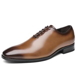 Top qualité hommes chaussures formelles à lacets décontracté affaires bureau travail manuel brosse en cuir véritable taille 39-45 robe
