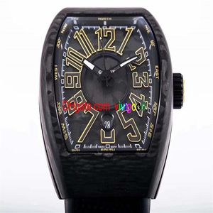 Relojes Vanguard de alta calidad para hombre, reloj automático con fecha automática para hombre, esfera negra, fibra de carbono, reloj masculino de goma, pulsera deportiva para hombre w2874