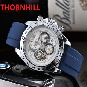 Top qualité hommes montre pleine fonction chronomètre mode horloge décontractée homme noir bleu caoutchouc silicone luxe mouvement à quartz bracelet watc261v