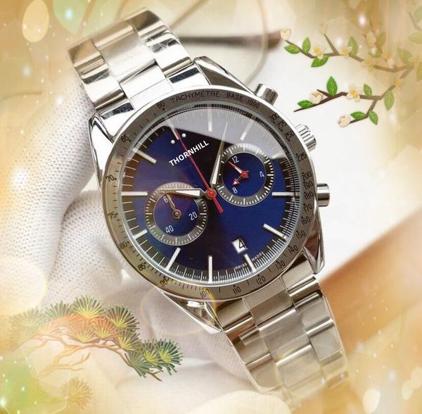 Top qualité Hommes Montre Fonction Complète Chronomètre Mode Casual horloge Homme Deux Yeux Cinq Pins Designer De Luxe quartz batterie super No-Mechanical Core Montres Cadeaux