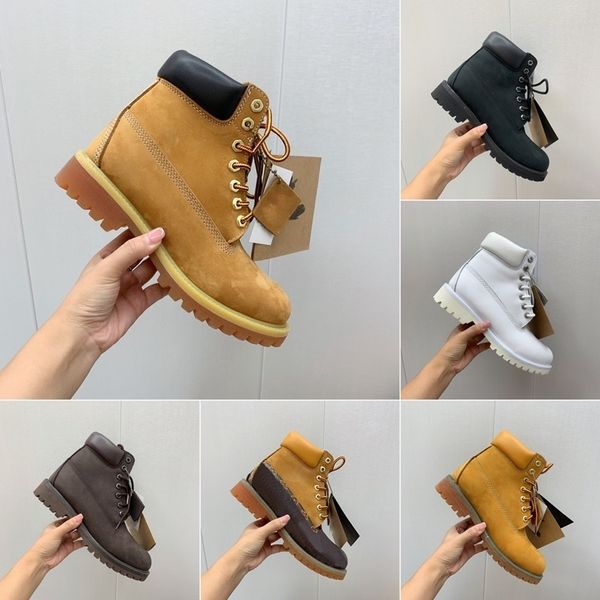 Menores de alta calidad Botas Martin Boots Outdoor Wheat Wheat Wreat Water Waterproof 6 pulgadas Chukka Diseñador 10061 Fashion Rhele Booties Blancos de cuero Big Tamaño 13