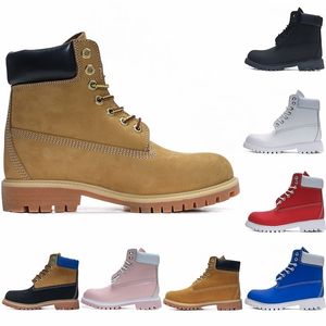 Topkwaliteit Heren Dames Martin Laarzen Sneakers Klassiek Tarwe Waterdicht 6 Inch Premium Chukka Designer 100061 Mode Drievoudig Zwart Wit Lederen Laarsjes Grote maten schoenen