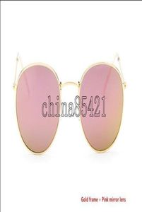 Men de qualité Men039 Women039S Lunettes de soleil en alliage en alliage Retro Round Cadre Gold Miroir Pink Verre Lens 50 mm avec case brun5779831