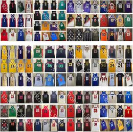 Top Quality Mens Real Ed Basketball Jerseys Authentic Brodemery Yellow Blanc vert bleu violet noir rouge BEIGE TAILLE S-XXL Wholesale