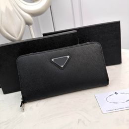 Portefeuilles pour hommes de qualité supérieure ZIPPY Designer Portefeuille P Porte-monnaie noir Titulaires de cartes en cuir véritable long classique mode portefeuille en peau de vache sac à main à glissière avec boîte