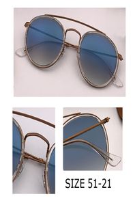 Gafas de sol redondas de metal de alta calidad para mujer Marco de puente doble vintage 51 mm uv400 lente de vidrio espejo flash gafas de sol círculo classi5036407