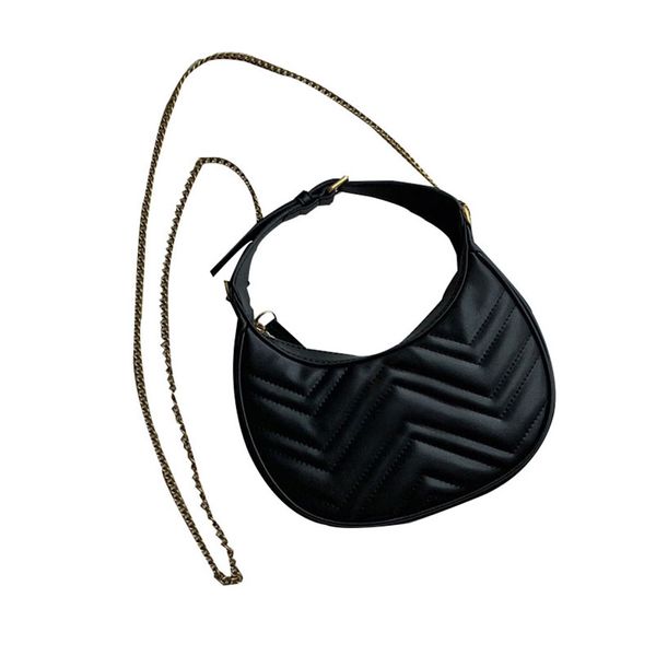 Top qualité Mini Crescent WAVE sacs à bandoulière en cuir mode crossbody sac à main accessoires rond porte-monnaie femmes chaîne sangle 699514