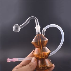 Topkwaliteit Mini DAB Rig Glas Bong Herb Bubbler Glas Recycler Bong Mini Wax Hookahs Ash Catcher Bong met Male Glass Oil Burner Pipe Slang