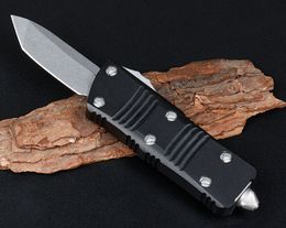 Top Quality Mini 204 AUTO Tactical Knife D2 Stone Wash Tanto Point Blade 6061-T6 Handle EDC Pocket Knives With Retail Box