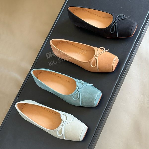 Minimalisme de qualité supérieure les mocassins à enfiler Chaussures plates Bow Ballerines Chaussures de bateau Chaussures habillées Femmes Appartements de créateurs de luxe Chaussures de bureau Chaussures d'usine