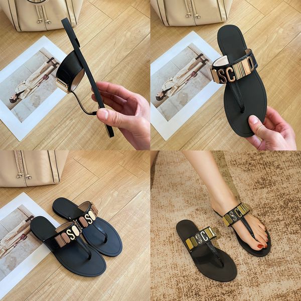 Top Quality Mo Schino Slippers Sandal Mule Mens Summer Sumders Beach Thong Flip Flops Luxury Designer Chaussures décontractées Sexy Slide Pool Womens Flat Heel Sandale Wholesale