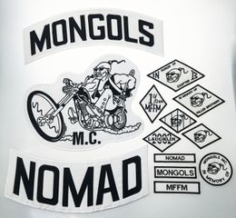 MONGOLS NOMAD MC Biker Vest Patchs de broderie 1% MFFM IN Memory Iron sur le dos complet de la veste Motorcyle Patch