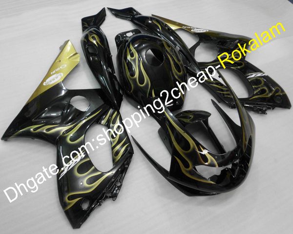 Motocicleta de alta calidad 1997-2007 YZF600R Body Kit Carenados para Yamaha YZF-600R Thundercat 97-07 Yellow Flame Black Bodywork Moto Carenado