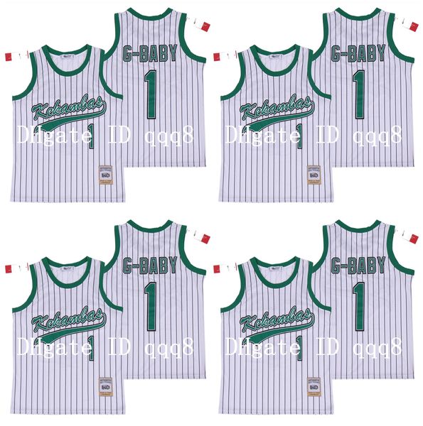 Top Quality Movie Hardball # 1 Jarius G-Baby E White Dewayne Warren Ed Kekambas Film Basketball Jerseys