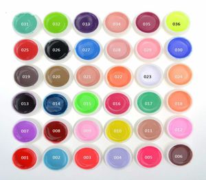 Nagelkwaliteit van topkwaliteit 36 Pure Colors Pots Bling Cover UV Gel Nail Art Tips Extension Manicure voor Girls Nail Polish Finger Ink7175142