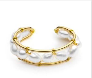 Anneau de perles naturelles de qualité supérieure Anneaux de couleur dorée faits à la main pour femmes accessoires de bijoux de mode