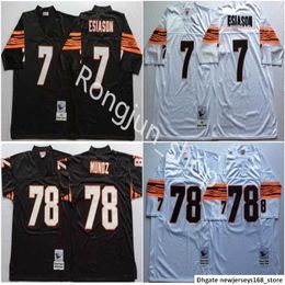 Top Qualité NCAA Hommes Football 7 Boomer Esiason 78 Anthony Munoz Maillots Domicile Noir Blanc Extérieur Point Vintage