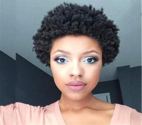 Top Qualité Nouvelle arrivée coupe de lutin perruque de cheveux humains perruque de mode courte afro Kinky curl pleine Machine faite wigs6719196