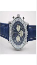 Top de qualité nouvelle marque automatique Men039s sur montre au bracelet Navitimer Ti3 blue cadran bleu montres en cuir 1884 MONDE MOLATE MOLATE MODE 8386976