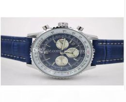 Top de qualité nouvelle marque automatique Men039s sur montre bracelet Navitimer Ti3 blue cadran bleu montres en cuir 1884 Fashion Male Luxury Watch 7354536