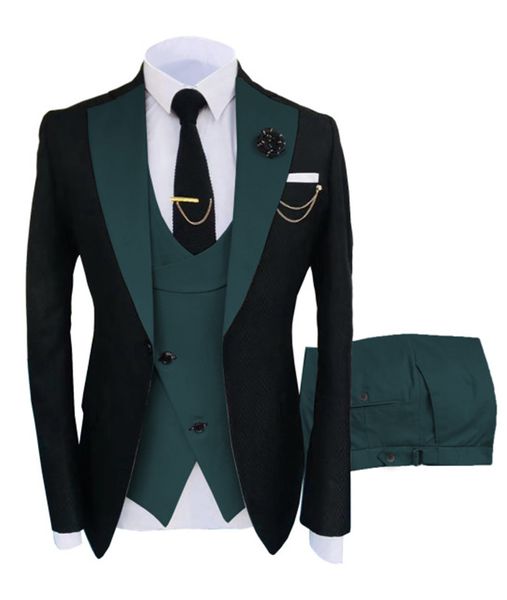 Esmoquin de boda Un botón Padrinos de boda Muesca Solapa Novio Esmoquin/Traje de boda para hombre Trajes de novio (chaqueta + pantalones + corbata + chaleco) KO: 117