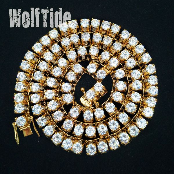 Blingbling Collier chaîne de tennis en diamant pour homme de 10 mm avec zircone cubique glacée de qualité supérieure plaqué or véritable Hip Hop Miami Rapper Grunge Bijoux cadeaux pour hommes