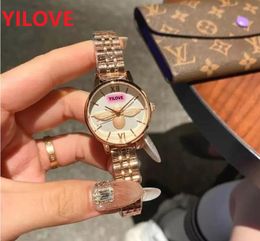 Top qualité beau modèle mode dame abeille montre 33mm fine en acier inoxydable causal femmes petites montres-bracelets à quartz horloge femme de luxe