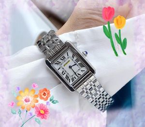 Topkwaliteit mooi model Mode dame vierkant horloge massief fijn roestvrij staal vrouwelijke klok romeinse tank serie quartz uurwerk horloges Kerst Valentijnscadeaus