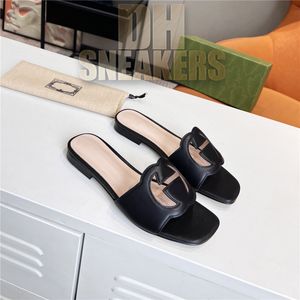 22SS Cuir Designer Pantoufle Sandale Femme Été Pantoufle extérieure Sliders antidérapants Noir Multicolor Ladys Sandales de plage Chaussures Fond plat Diapositives avec boîte