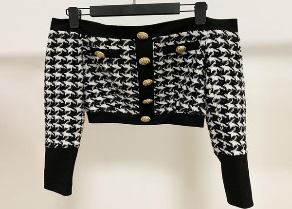 Design d'origine de qualité supérieure Femmes039s Classic Houndstooth Veste courte de la veste en barre de barre de barre de barre sans bracele