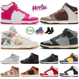 Top Calidad Panda Hombres Mujeres Zapatos de diseño alto Plataforma superior Negro Blanco Rosa Prime Rammellzee Paquete de primer uso Hombres Mujeres Clásicos OG Skate Loafer Zapatillas de deporte de lujo