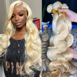Topkwaliteit Peruaans Maleisisch Indiaas haar 613 Blonde Body Wave Golvend Haarextensions 3 bundels Hot Selling 100% Ruwe Maagdelijke Remy Menselijk haar weeft