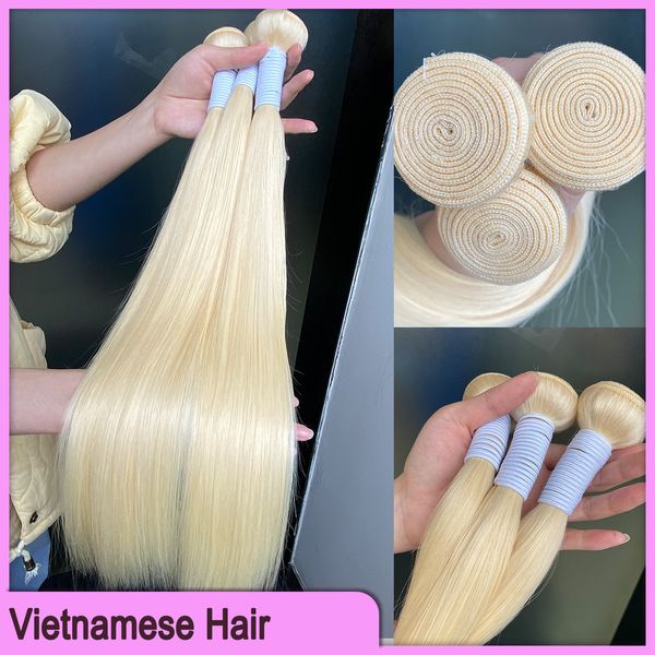 Top Qualité Péruvienne Vietnamienne Cheveux Double Tiré 613 Blonde Soyeuse Droite Ondulés Extensions de Cheveux 3 Faisceaux 100% Brut Vierge Remy Cheveux Humains