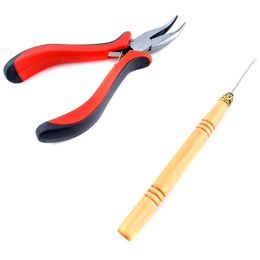 Multi -functioneel gereedschap volledige kit diy home kralen styling micro ringen hair extensions plier treklus haaknaald veer