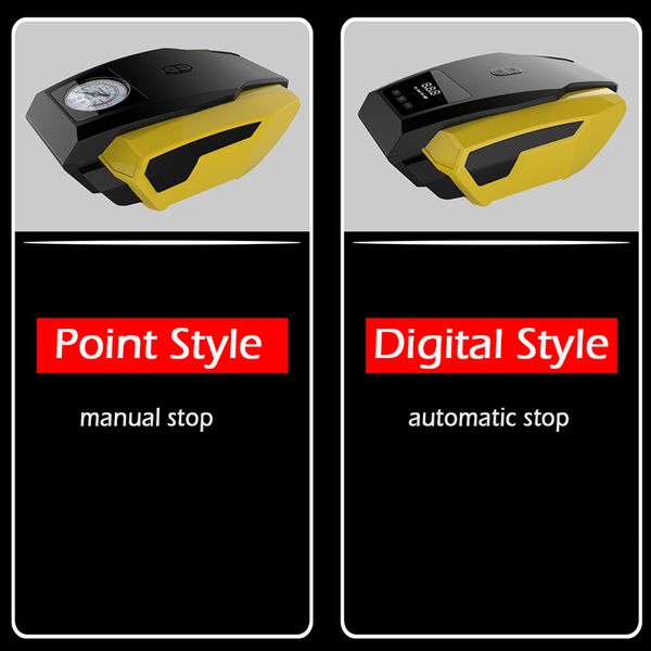 Bomba de inflado de neumáticos con compresor de aire eléctrico automático de 12V portátil de alta calidad con cable de alimentación extendido de 3 m de largo con luz de cigarrillo 217z