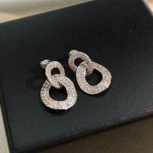 topkwaliteit punk dupe merk 925 sterling zilver volledige diamanten mode-sieraden hoepel bungelende oorbellen voor dames