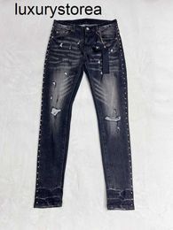 Jeans de marque violet de qualité pourpre Roca 2024SS Brand de mode rétro Antique Mens Jeans Low Rise Casual Casual Pantal