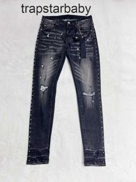 Jeans de marque violet de qualité pourpre Roca 2024SS Brand de mode rétro Antique Mens Jeans Low Rise Casual Casual Pantal