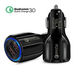 Top Quality QC 30 Chargeur rapide 6A Qualcomm Charge de voiture rapide Double chargeur de téléphone port USB pour Samsung Huawei Tablet4229791