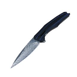 Cuchillo plegable de bolsillo R0707 de alta calidad VG10 Damasco Acero 76 capas Hoja Azul G10 Mango Rodamiento de bolas Flipper Cuchillos de apertura rápida