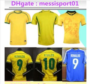 Qualité supérieure ! Rétro Jersey Football Jerseys 1994 1998 2002 braSil Rivaldo / R. Carlos Rétro Brazil Football Jerseys Shirt Livraison Gratuite