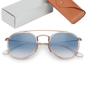 Lunettes de soleil rondes de qualité supérieure femmes hommes verres en verre dégradé miroir lunettes de soleil hommes femmes taille 51mm