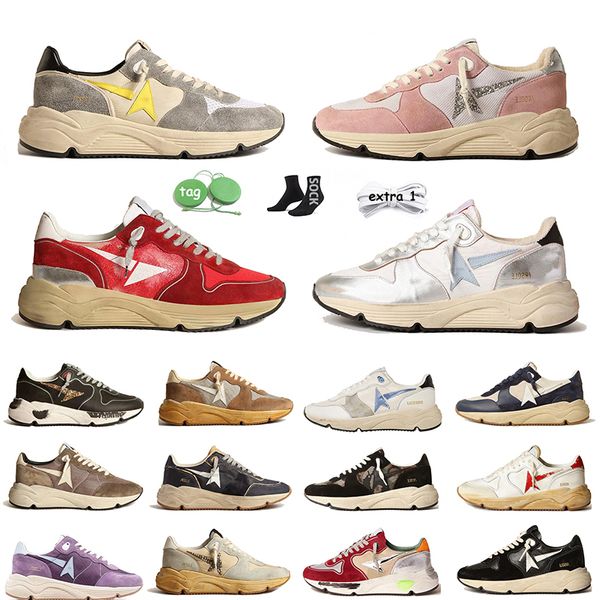 Zapatos de diseño casual para correr de primera calidad Mujeres Hombres Golden Gooseices Cuero genuino Gamuza Negro Blanco Plata Brillo Suela Rojo Rosa Plataforma Zapatillas planas Zapatillas de deporte