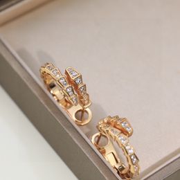 Top Sterling Sier Sier Brand Designer Full Crystal Snake Shape Charm Stud Pendientes para mujeres Jewelry Party Gift
