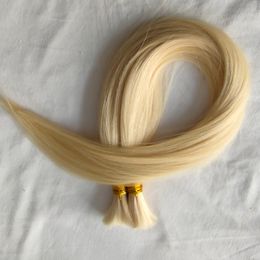 Top qualité soie vague droite 100 cheveux humains en vrac sans trame cheveux raides en vrac pour tressage vierge remy couleur blonde 613 400gr lot